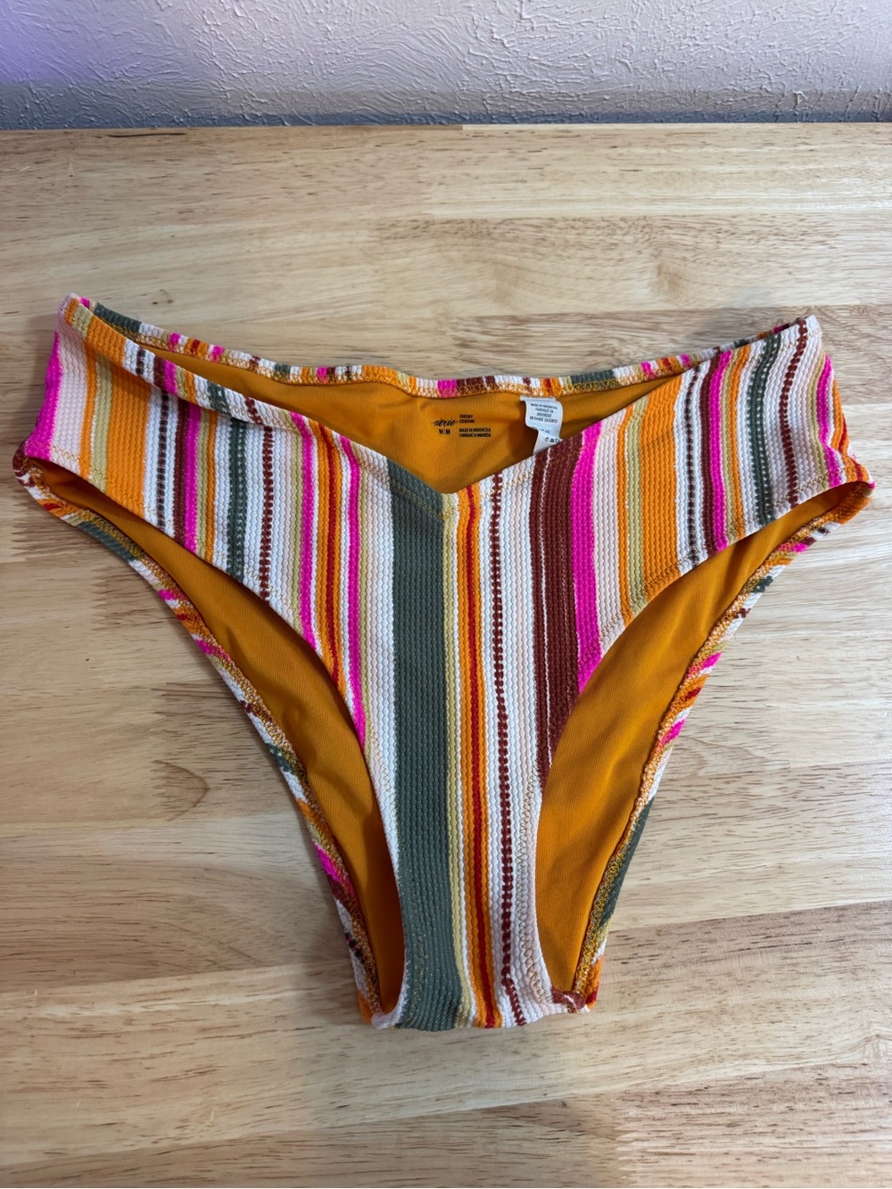 AERIE Striped High Hip Cheeky Dip Front Bikini Bottom